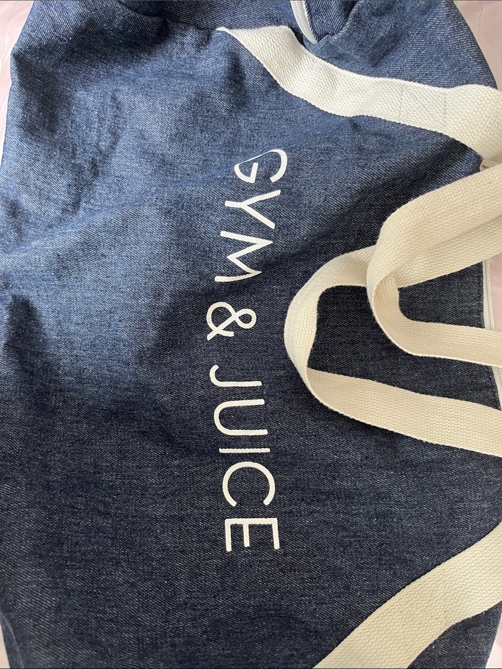 Navy Canvas Tote Bag with Cream Straps